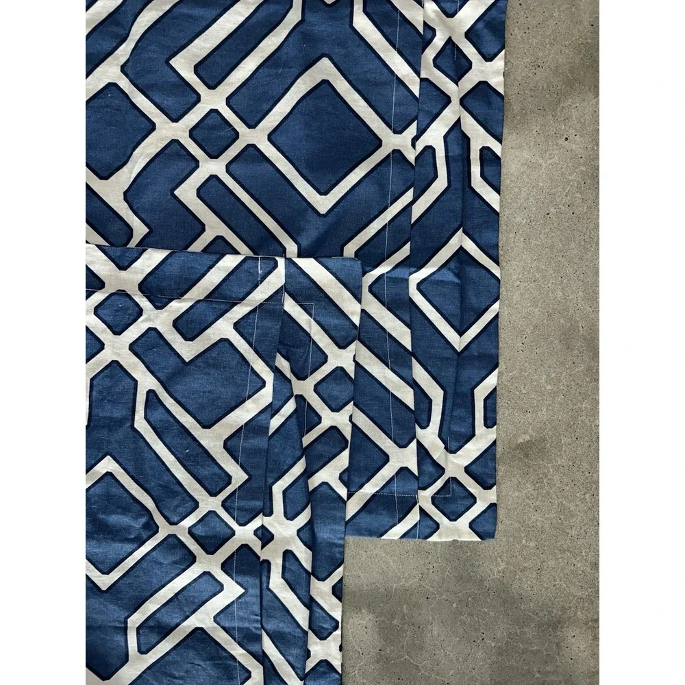 Pottery Barn Geometric Blue‎ White Standard Sham Lot Linen Cotton Blend